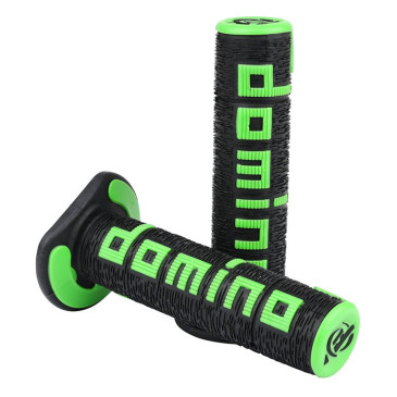 REVETEMENT POIGNEE DOMINO MOTO OFF ROAD A360 NOIR/VERT CLOSED END 120-123mm (PAIRE) 8033900008281