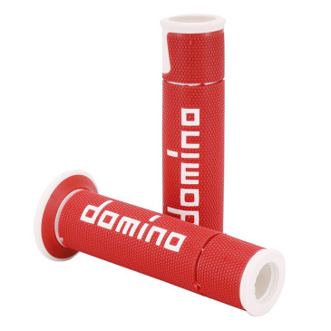 GRIP - DOMINO ORIGINAL- ON ROAD A450 RED/WHITE OPEN END (PAIR). 8033900016583