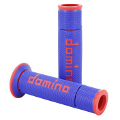REVETEMENT POIGNEE DOMINO MOTO ON ROAD A450 BLEU/ROUGE OPEN END 120-125mm (PAIRE) 8033900016293