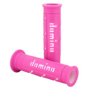 REVETEMENT POIGNEE DOMINO MOTO ON ROAD A250 FUCHSIA/BLANC OPEN END 120-125mm (PAIRE) 8033900006164
