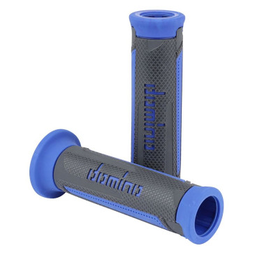 GRIP - DOMINO ORIGINAL- ON ROAD A350 GREY ANTHRACITE/BLUE 120 mm OPEN END (PAIR). 8033900032439