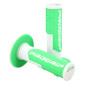 REVETEMENT POIGNEE PROGRIP MOTO OFF ROAD 801 DOUBLE DENSITE FLUO DESIGN BLANC/VERT FLUO CLOSED END 115mm (CROSS/MX) (PAIRE) 0801766067975