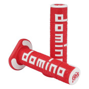 REVETEMENT POIGNEE DOMINO MOTO OFF ROAD A360 ROUGE/BLANC CLOSED END 120-123mm (PAIRE) 8033900016729
