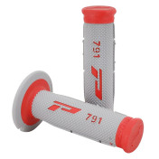 GRIP- DOMINO ORIGINAL- OFF ROAD 791 DUAL DENSITY - Red/Grey CLOSED END 115mm (CROSS/MX) (PAIR) 0801766028433