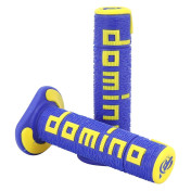 REVETEMENT POIGNEE DOMINO MOTO OFF ROAD A360 BLEU/JAUNE CLOSED END 120-123mm (PAIRE) 8033900035553