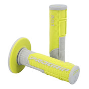 REVETEMENT POIGNEE PROGRIP MOTO OFF ROAD 801 DOUBLE DENSITE BASE GRIS/JAUNE CLOSED END 115mm (CROSS/MX) (PAIRE) 0801766035585
