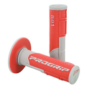 REVETEMENT POIGNEE PROGRIP MOTO OFF ROAD 801 DOUBLE DENSITE BASE GRIS/ROUGE CLOSED END 115mm (CROSS/MX) (PAIRE) 0801766033345
