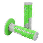 REVETEMENT POIGNEE PROGRIP MOTO OFF ROAD 801 DOUBLE DENSITE BASE GRIS/VERT CLOSED END 115mm (CROSS/MX) (PAIRE) 0801766033024