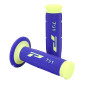 REVETEMENT POIGNEE PROGRIP MOTO OFF ROAD 791 DOUBLE DENSITE BASE FLUO JAUNE FLUO/BLEU CLOSED END 115mm (CROSS/MX) (PAIRE) 0801766072832