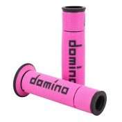 REVETEMENT POIGNEE DOMINO MOTO ON ROAD A450 FUCHSIA/NOIR OPEN END 120-125mm (PAIRE) 8033900004399