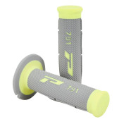 REVETEMENT POIGNEE PROGRIP MOTO OFF ROAD 791 DOUBLE DENSITE BASE FLUO JAUNE FLUO/GRIS CLOSED END 115mm (CROSS/MX) (PAIRE) 0801766028440