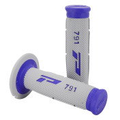 REVETEMENT POIGNEE PROGRIP MOTO OFF ROAD 791 DOUBLE DENSITE BASE BLEU/GRIS CLOSED END 115mm (CROSS/MX) (PAIRE) 0801766028457