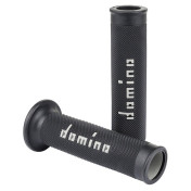 REVETEMENT POIGNEE DOMINO MOTO ON ROAD A010 NOIR/GRIS OPEN END 120-125mm (PAIRE) 8033900032255