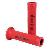 REVETEMENT POIGNEE DOMINO MOTO ON ROAD A010 ROUGE/NOIR OPEN END 120-125mm (PAIRE) 8033900017122