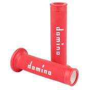 REVETEMENT POIGNEE DOMINO MOTO ON ROAD A010 ROUGE/BLANC OPEN END 120-125mm (PAIRE) 8033900035560