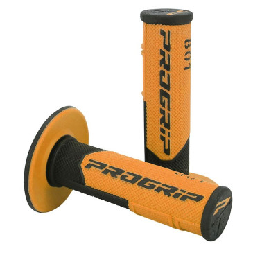 GRIP- PROGRIP OFF ROAD 801 DUAL DENSITY BASE BLACK/ORANGE 115mm (PAIR) (CROSS/MX) 0801766032973