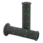 GRIP- PROGRIP ON ROAD 717 DUAL DENSITY BLACK/GREEN 122mm OPEN END (PAIR) (ROAD BIKE) 0801766084613