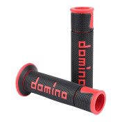 GRIP - DOMINO MOTO ON ROAD A450 BLACK/RED OPEN END (PAIR) -DOMINO ORIGINAL- 8033900005402
