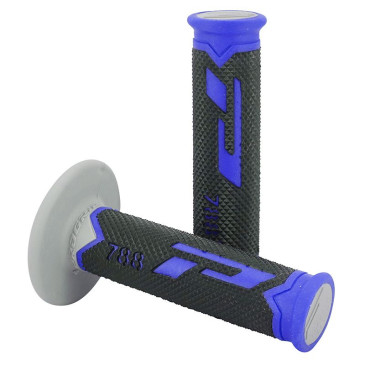 REVETEMENT POIGNEE PROGRIP MOTO OFF ROAD 788 TRIPLE DENSITE BASE COLOR BLEU/NOIR/GRIS CLOSED END 115mm (CROSS/MX) (PAIRE) 0801766002372