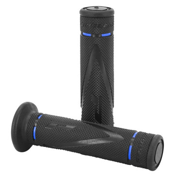 REVETEMENT POIGNEE PROGRIP MOTO ON ROAD 838 DOUBLE DENSITE NOIR/BLEU CLOSED END 122mm (PAIRE) 0801766000316