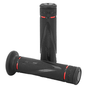 GRIP- PROGRIP ON ROAD 838 DUAL DENSITY RED/BLACK 122mm CLOSED END (PAIR) (ROAD BIKE) 0801766000309