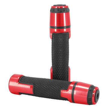 REVETEMENT POIGNEE AVOC MOTO ON ROAD ANTIDERAPANTE AVEC EMBOUT DE GUIDON ADAPTABLE YAMAHA 700 MT-07 ROUGE ANODISE (PAIRE) 3700948235270
