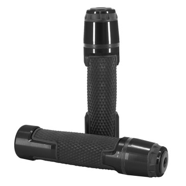 GRIP "NO SLIP" FOR MOTORBIKE - WITH BAR ENDS FOR KAWASAKI 900 Z900, 650 Z650 ANODIZED BLACK (PAIR) -AVOC- 3700948235805