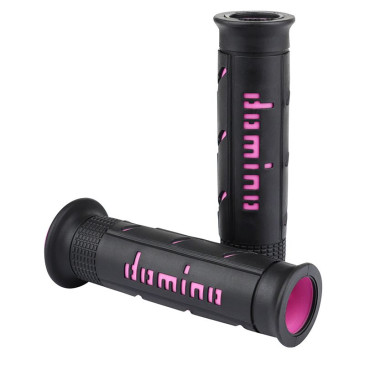 REVETEMENT POIGNEE DOMINO MOTO ON ROAD A250 NOIR/FUCHSIA OPEN END 120-125mm (PAIRE) 8033900006447