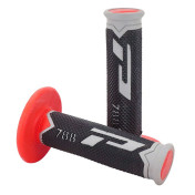 REVETEMENT POIGNEE PROGRIP MOTO OFF ROAD 788 TRIPLE DENSITE BASE COLOR GRIS /NOIR/ROUGE CLOSED END 115mm (CROSS/MX) (PAIRE) 0801766006417