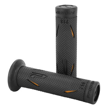 REVETEMENT POIGNEE PROGRIP MOTO ON ROAD 718 DOUBLE DENSITE NOIR/ORANGE CLOSED END 122mm (PAIRE) 0801766034113