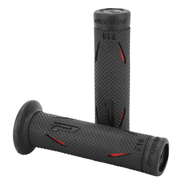 REVETEMENT POIGNEE PROGRIP MOTO ON ROAD 718 DOUBLE DENSITE NOIR/ROUGE CLOSED END 122mm (PAIRE) 0801766034229