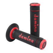 REVETEMENT POIGNEE DOMINO MOTO OFF ROAD A190 NOIR/ROUGE CLOSED END 120-123mm (PAIRE) 8033900000407