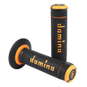 REVETEMENT POIGNEE DOMINO MOTO OFF ROAD A190 NOIR/ORANGE CLOSED END 120-123mm (PAIRE) 8033900000414