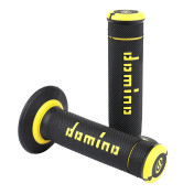 REVETEMENT POIGNEE DOMINO MOTO OFF ROAD A190 NOIR/JAUNE CLOSED END 120-123mm (PAIRE) 8033900000421
