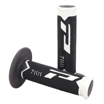 REVETEMENT POIGNEE PROGRIP MOTO OFF ROAD 788 TRIPLE DENSITE BASE BLANC/NOIR/TITANE CLOSED END 115mm (CROSS/MX) (PAIRE) 0801766067869