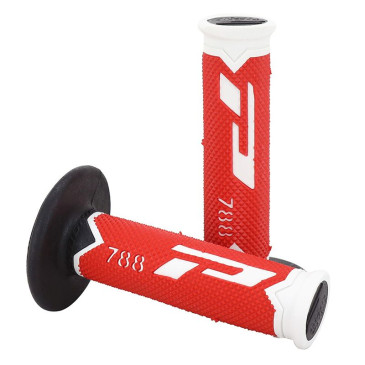 GRIP- PROGRIP OFF ROAD 788 TRIPLE DENSITY BASE WHITE/RED/BLACK 115mm (PAIR) (CROSS/MX) 0801766067708