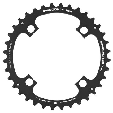 PLATEAU VTT 4BRA D.104 TA CHINOOK DOUBLE/TRIPLE 36DTS EXTERIEUR NOIR ALU POUR SHIMANO / SRAM / RACE FACE / FSA 10/11V. (COMPATIBLE MILIEU EN TRIPLE PLATEAU) 3662458000734