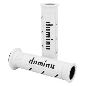 REVETEMENT POIGNEE DOMINO MOTO ON ROAD A250 BLANC/NOIR OPEN END 120-125mm (PAIRE) 8033900000766