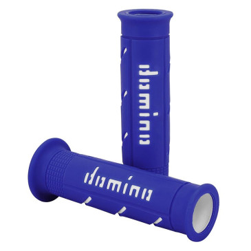 GRIP - DOMINO ORIGINAL- ON ROAD A250 BLUE/WHITE OPEN END (PAIR) 120-125 mm. 8033900033078