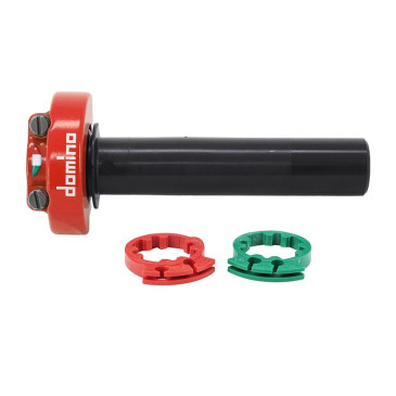 POIGNEE DE GAZ MOTO ON ROAD DOMINO COMPETITION XM2 TIRAGE RAPIDE ALU ROUGE (DOUBLE CABLES) 8033900036918