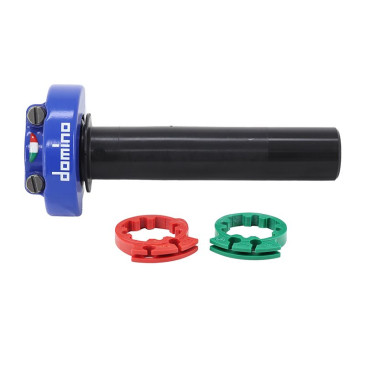 POIGNEE DE GAZ MOTO ON ROAD DOMINO COMPETITION XM2 TIRAGE RAPIDE ALU BLEU (DOUBLE CABLES) 8033900036925