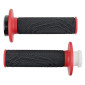 REVETEMENT POIGNEE DOMINO MOTO OFF ROAD D200 NOIR/ROUGE CLOSED END AVEC LOCK ON 116-125mm (LIVREE AVEC 6 BAGUES) (PAIRE) 8033900036956