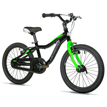 VELO MUSCULAIRE ENFANT 18 POUCES LEADER FOX FOX 2025 NOIR / VERT MONOVITESSE CADRE ALU (TAILLE ENFANT 115 à 125 cm) 8592826106155