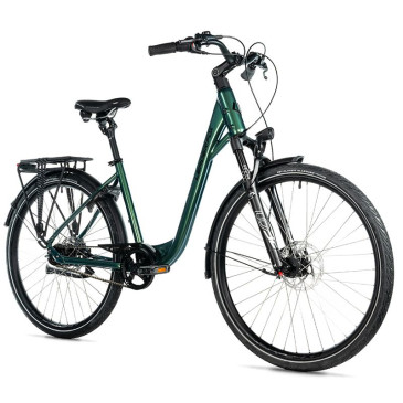 VELO MUSCULAIRE CITY BIKE 28 LEADER FOX ESCALANTE 2025 MIXTE VERT BRILANT 8V (20'' - H50,8cm - TAILLE L - POUR ADULTE DE 178cm à 185cm) 8592826102409