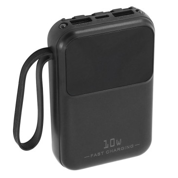 BATTERIE EXTERNE POWER BANK 10000 maH 5V/2,1A NOIR COMPATIBLE IPHONE (RACCORD LIGHTNING, USB TYPE-C, MICRO USB, USB) (CERTIFIE EN - RoHS) -P2R- 3700948307762