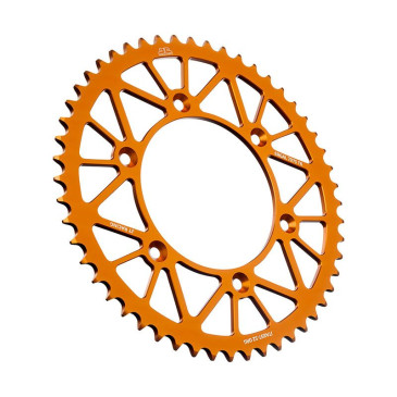 COURONNE MOTO ADAPTABLE HUSQVARNA 250 FE 2014>2024 / KTM 250 EXC-F 2014>2024, 450 EXC-F 2017>2024 / GAS GAS 250 EC F 2020>2024 520 52 DTS RACELITE ALU ORANGE (DIAM 125/150/8.5) -JT SPROCKETS-