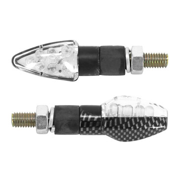 TURN SIGNAL (UNIVERSAL) REPLAY MICRO "ARROW" TRANSPARENT/CARBON 8 LEDS ORANGE -CEE APPROVED- (PAIR) (L 55mm / H 20mm / Wd 23mm) 3700948032466