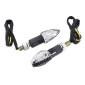 TURN SIGNAL (UNIVERSAL) REPLAY MICRO "ARROW" TRANSPARENT/CARBON 8 LEDS ORANGE -CEE APPROVED- (PAIR) (L 55mm / H 20mm / Wd 23mm) 3700948032466