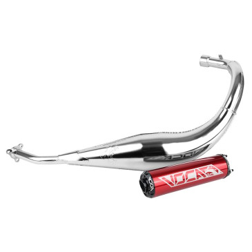 EXHAUST FOR 50CC MOTORBIKE VOCA CHROMED FOR BETA 50 RR 2012>(LOW MOUNTING - RED ALUMINIUM SILENCER) 3700948229347