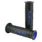 REVETEMENT POIGNEE DOMINO MOTO ON ROAD A250 NOIR/BLEU OPEN END 120-125mm (PAIRE) 8033900005334
